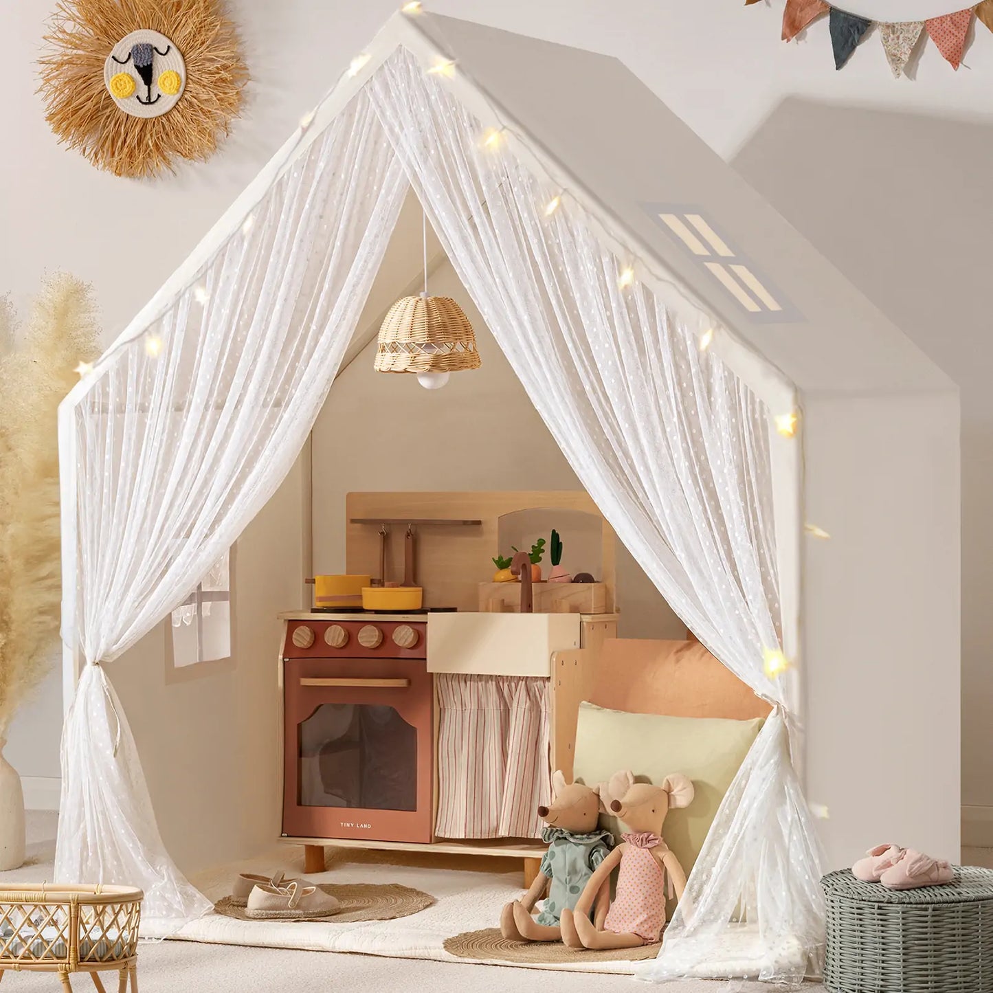 Tiny Land® Large Space Play House with Star Lights Accessories